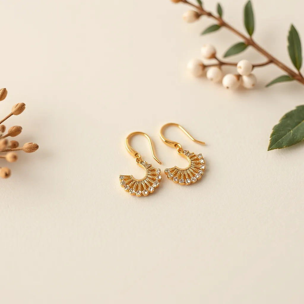 A pair of 14K gold stud earrings with detailed gold texture on a clean neutral background.