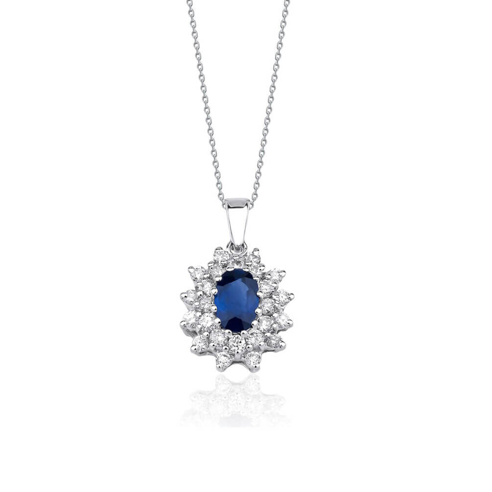 0,65 Karat Safir 18 Ayar Altın Anturaj Kolye