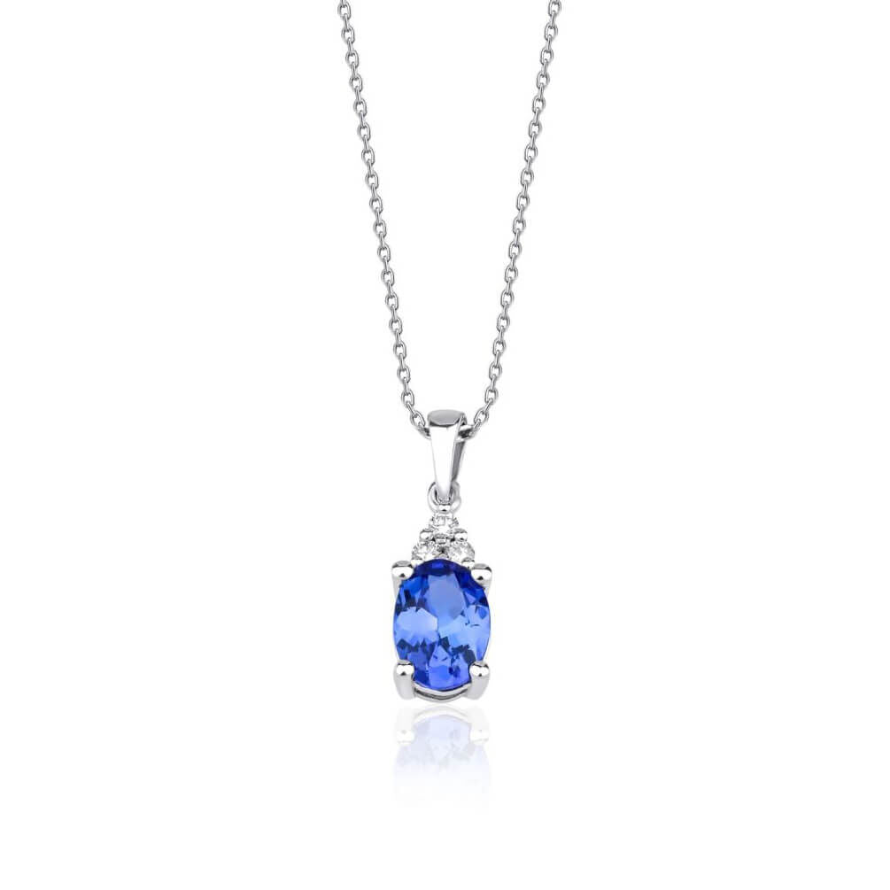 0,77 Karat Tanzanite 14 Ayar Altın Pırlanta Kolye