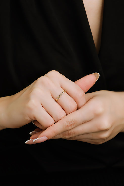 0,16 Karat Brown Pırlanta Yarımtur Yüzük