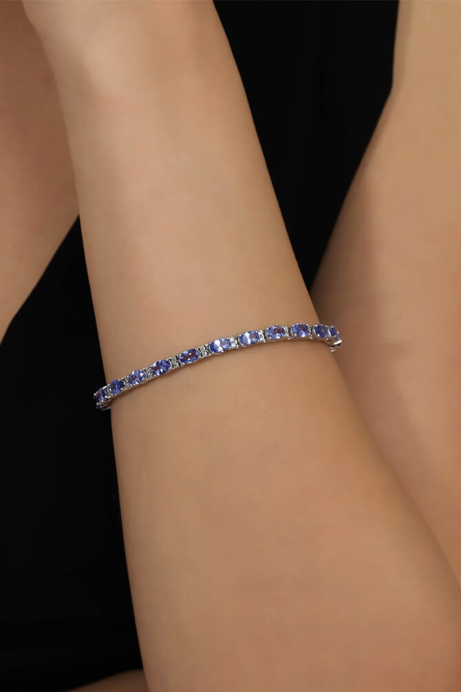 10,40 Karat Tanzanite Su Yolu Pırlanta Bileklik