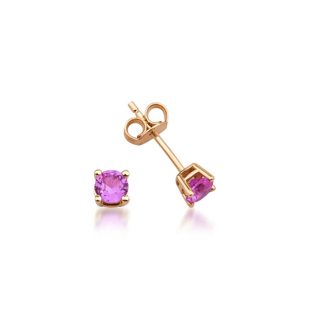 14 Ayar Rose Altın Pembe Safir Küpe