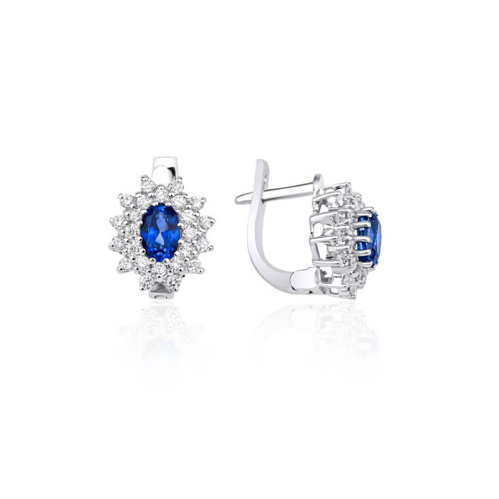 1,98 Karat Oval Safir Pırlanta Anturaj Küpe