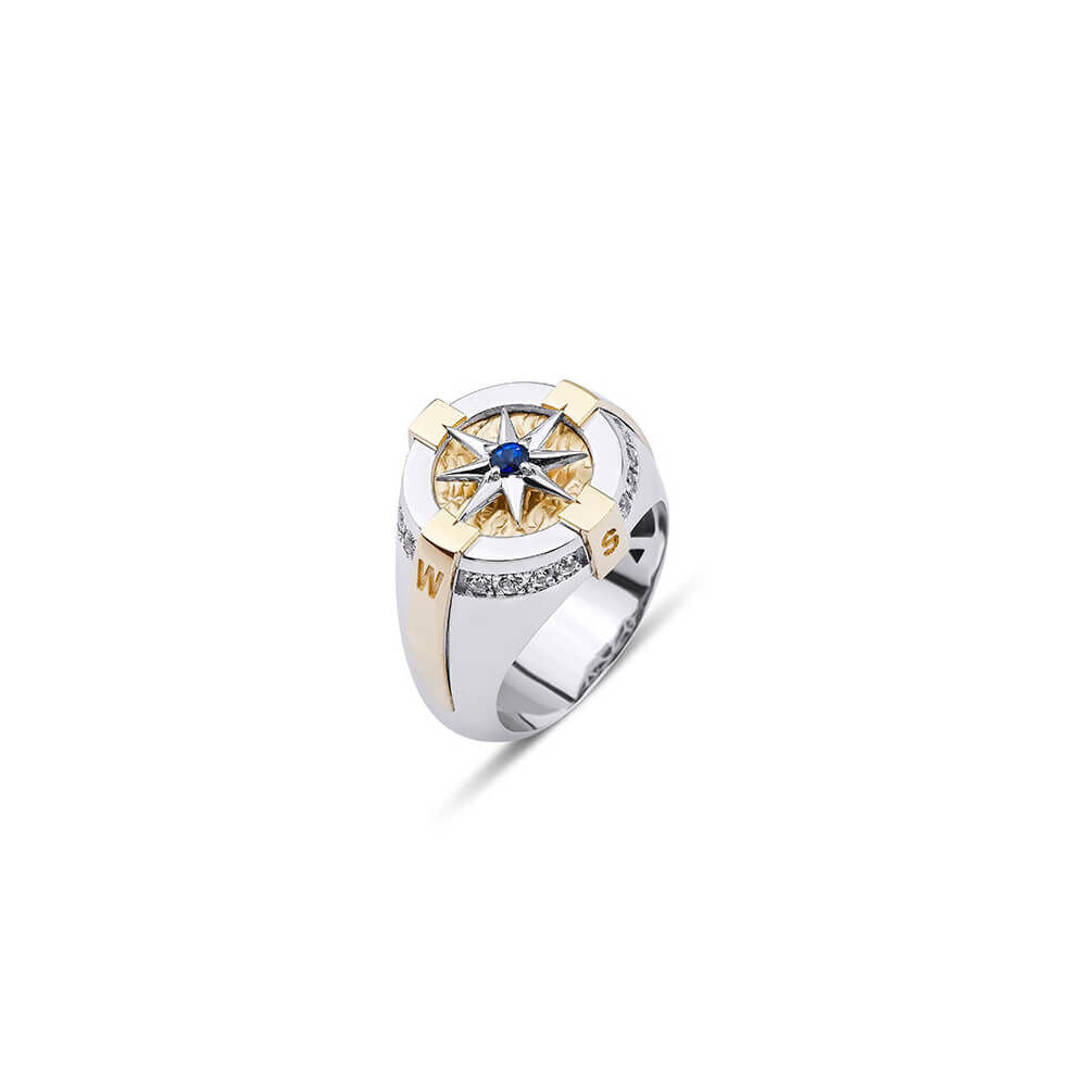 Safir 0.99 Karat Erkek Altın Yüzük