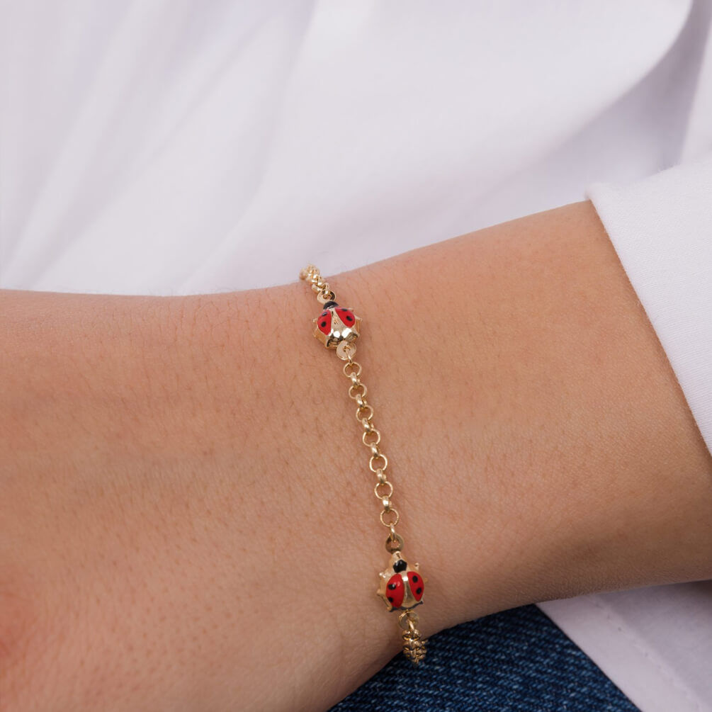 Uğur Böceği 14 Ayar Altın Bileklik